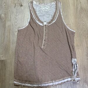 Free‎ People We The Free NEW Love Language Linen Blend Tank Boho Tan Size M NWOT